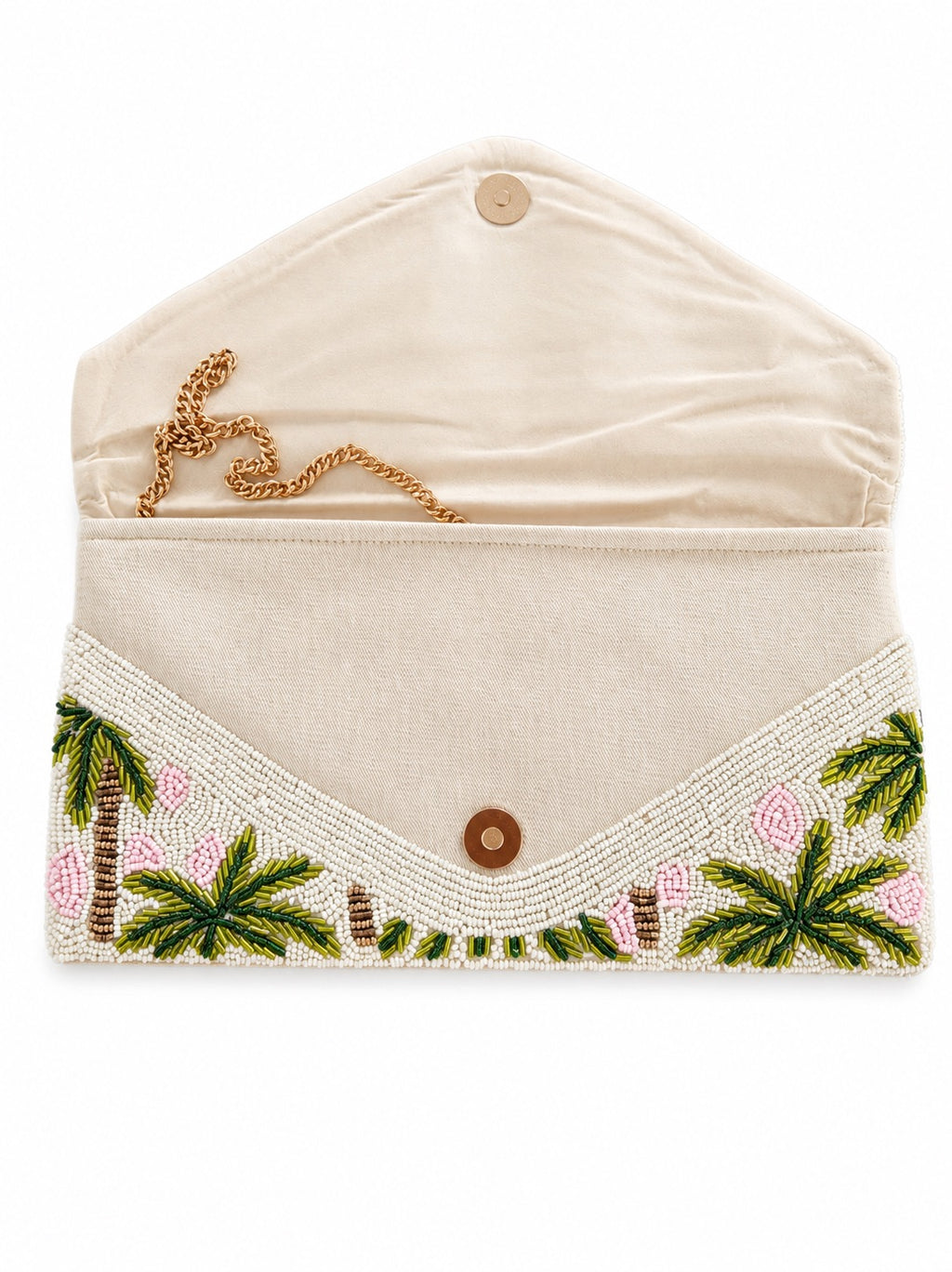 Palm Pearl Embroidered Clutch