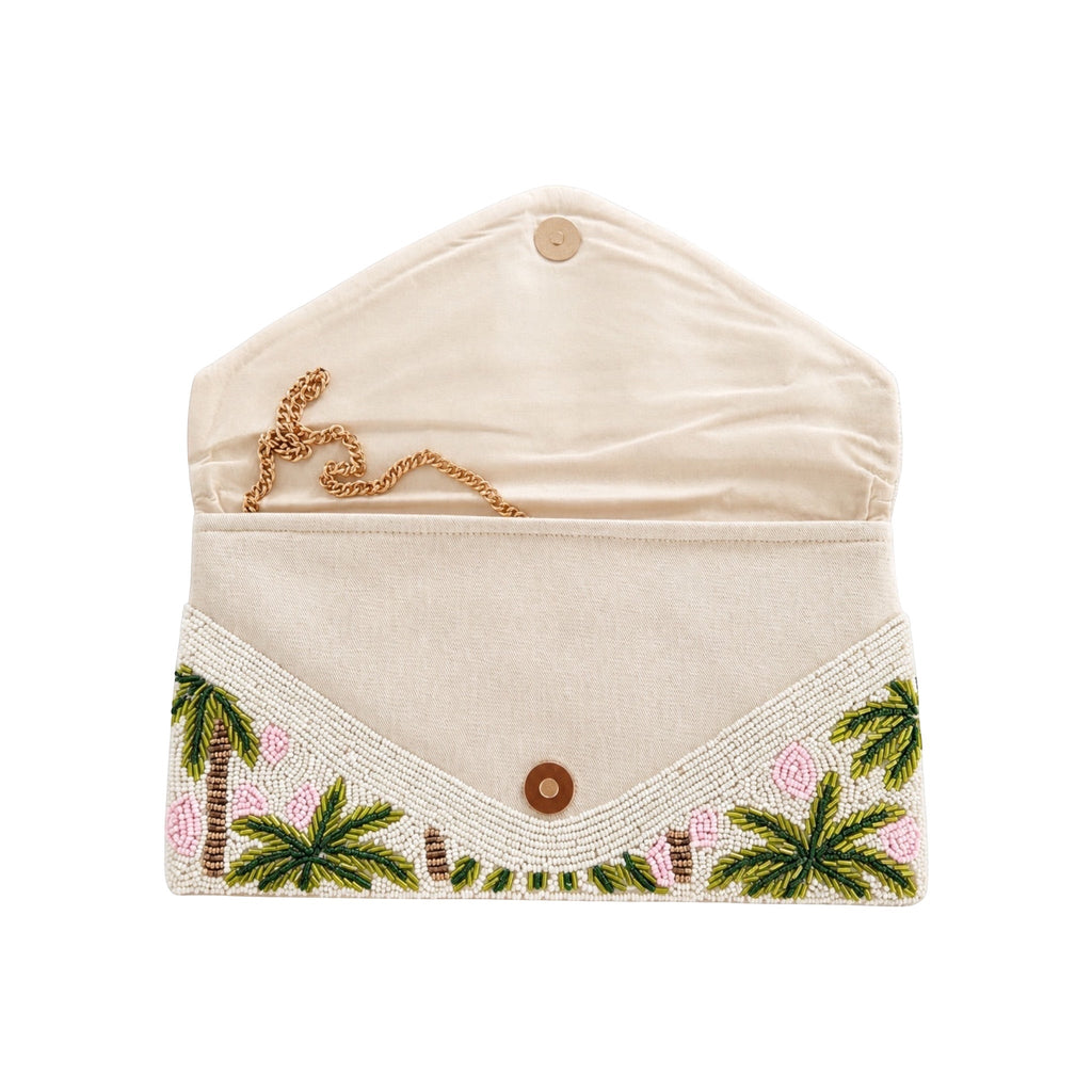 Palm Pearl Embroidered Clutch – Image 3 | JOYCO