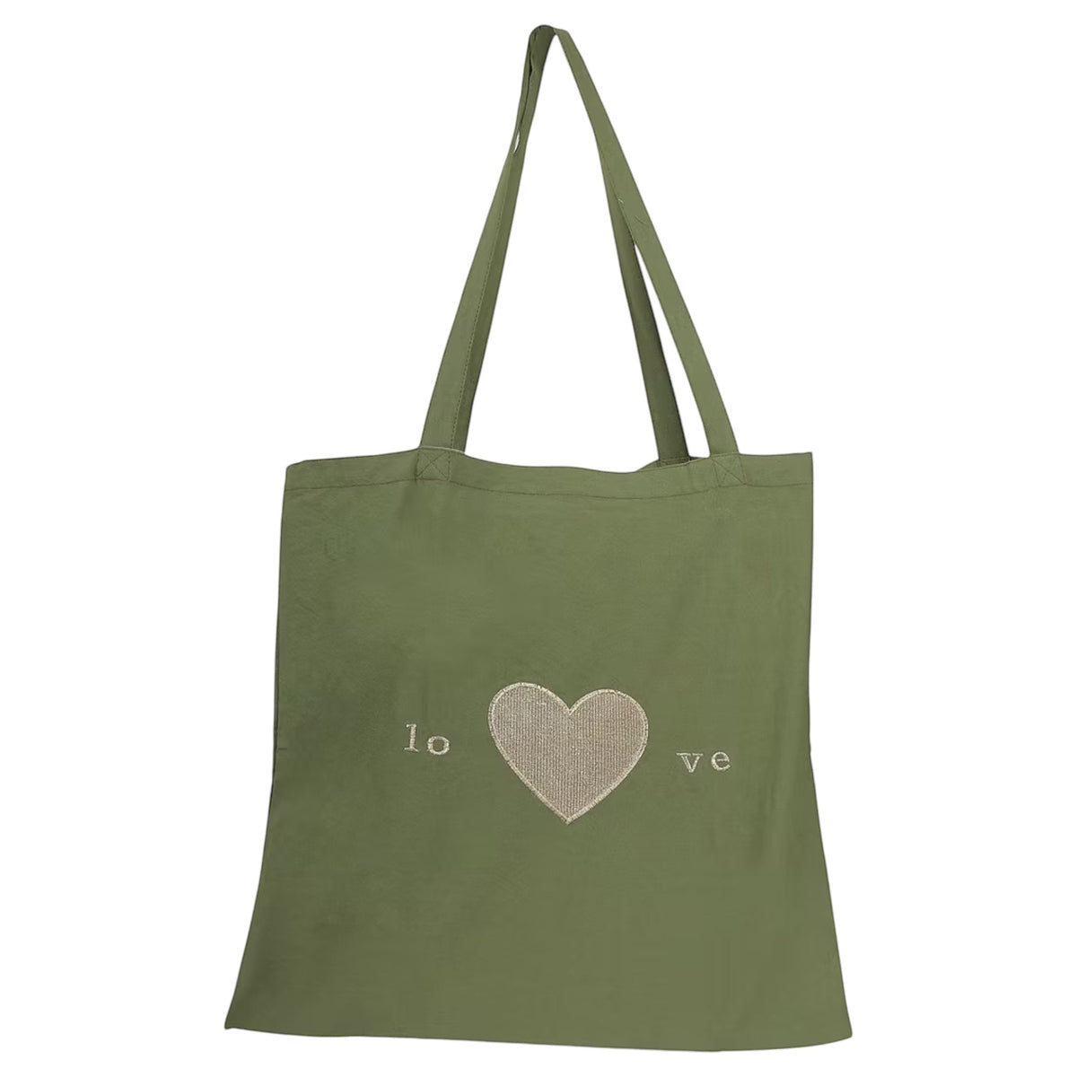 Green Heart Embroidery Tote Bag – Front View | JOYCO