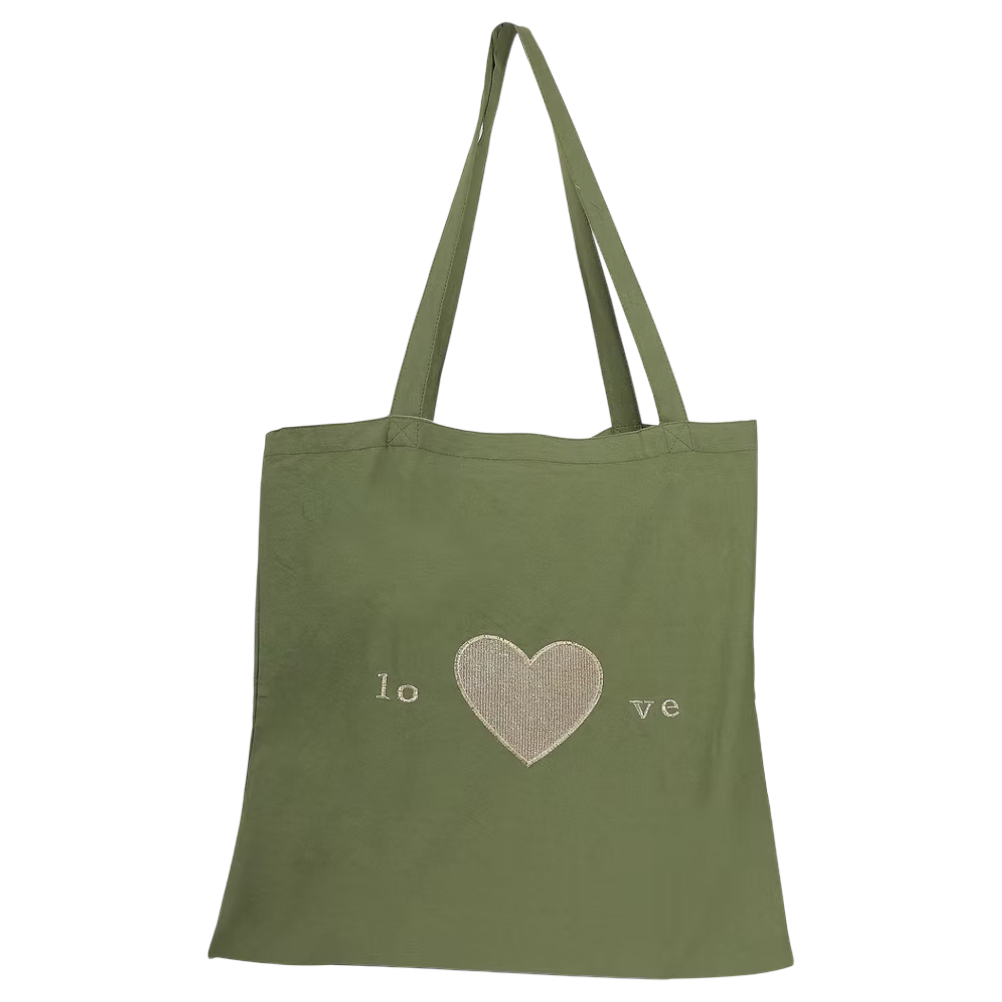 Green Heart Embroidery Tote Bag – Front View | JOYCO