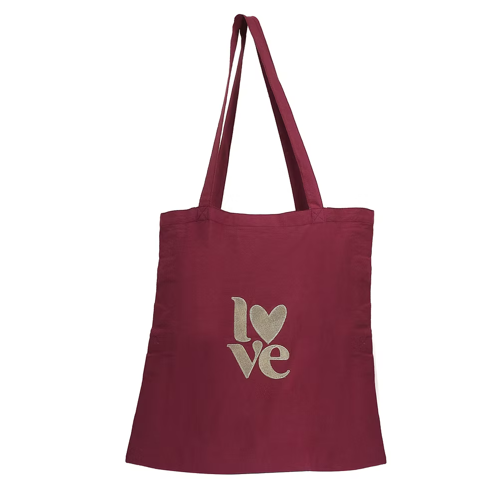 Love Embroidery Tote Bag