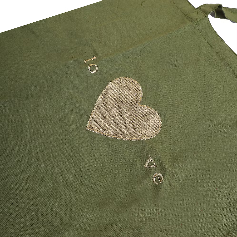 Green Heart Embroidery Tote Bag