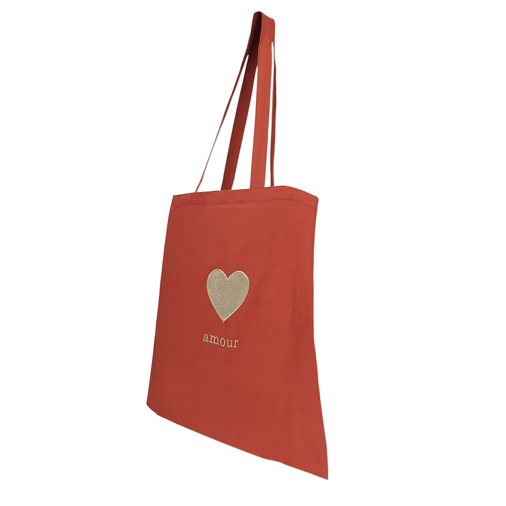 Heart Embroidery Tote Bag