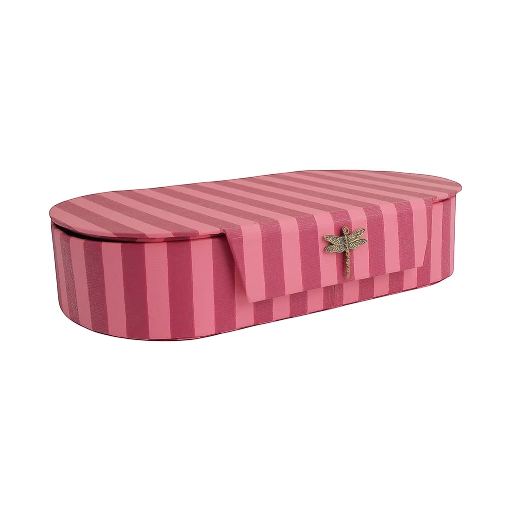 Striped Oval Jewellery Box – Front View | JOYCO