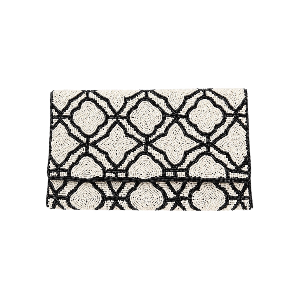 Maison Blanc Embroidered Clutch – Front View | JOYCO