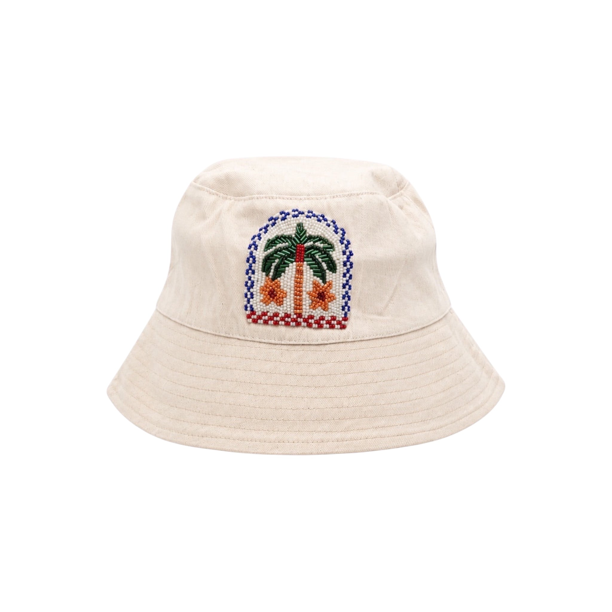 Palm Mirage Beige Embroidered Hat – Image 1 | JOYCO