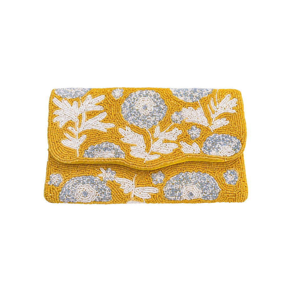 Soleil Bloom Embroidered Clutch – Front View | JOYCO