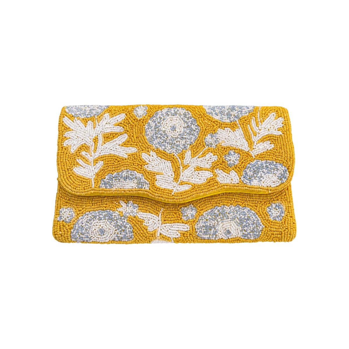 Soleil Bloom Embroidered Clutch – Front View | JOYCO