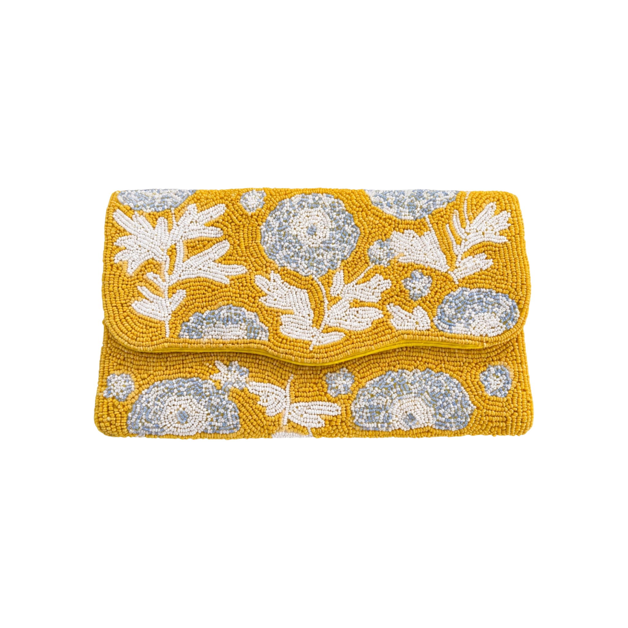 Soleil Bloom Embroidered Clutch – Front View | JOYCO