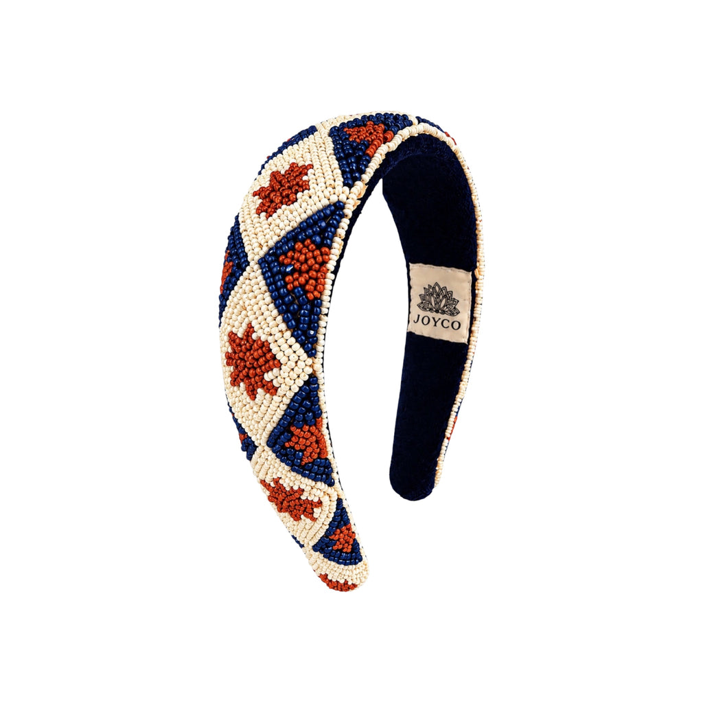 Golden Azure Embroidered Women Classic Headband – Front View | JOYCO