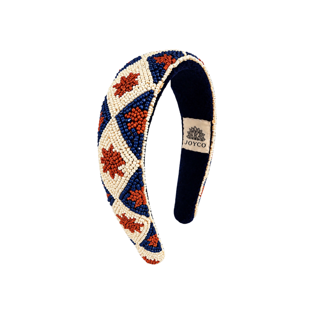 Golden Azure Embroidered Women Classic Headband – Front View | JOYCO