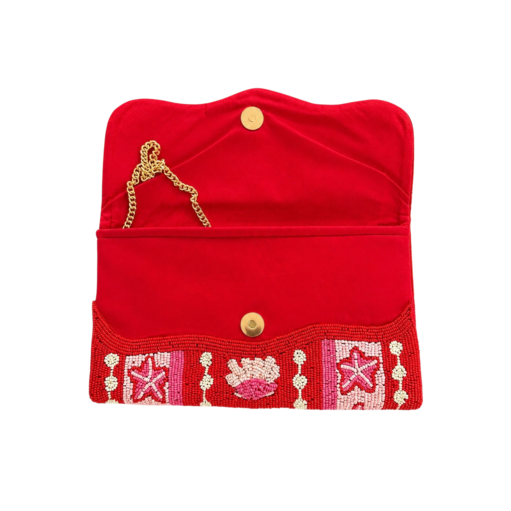 Coral Royale Embroidered Clutch