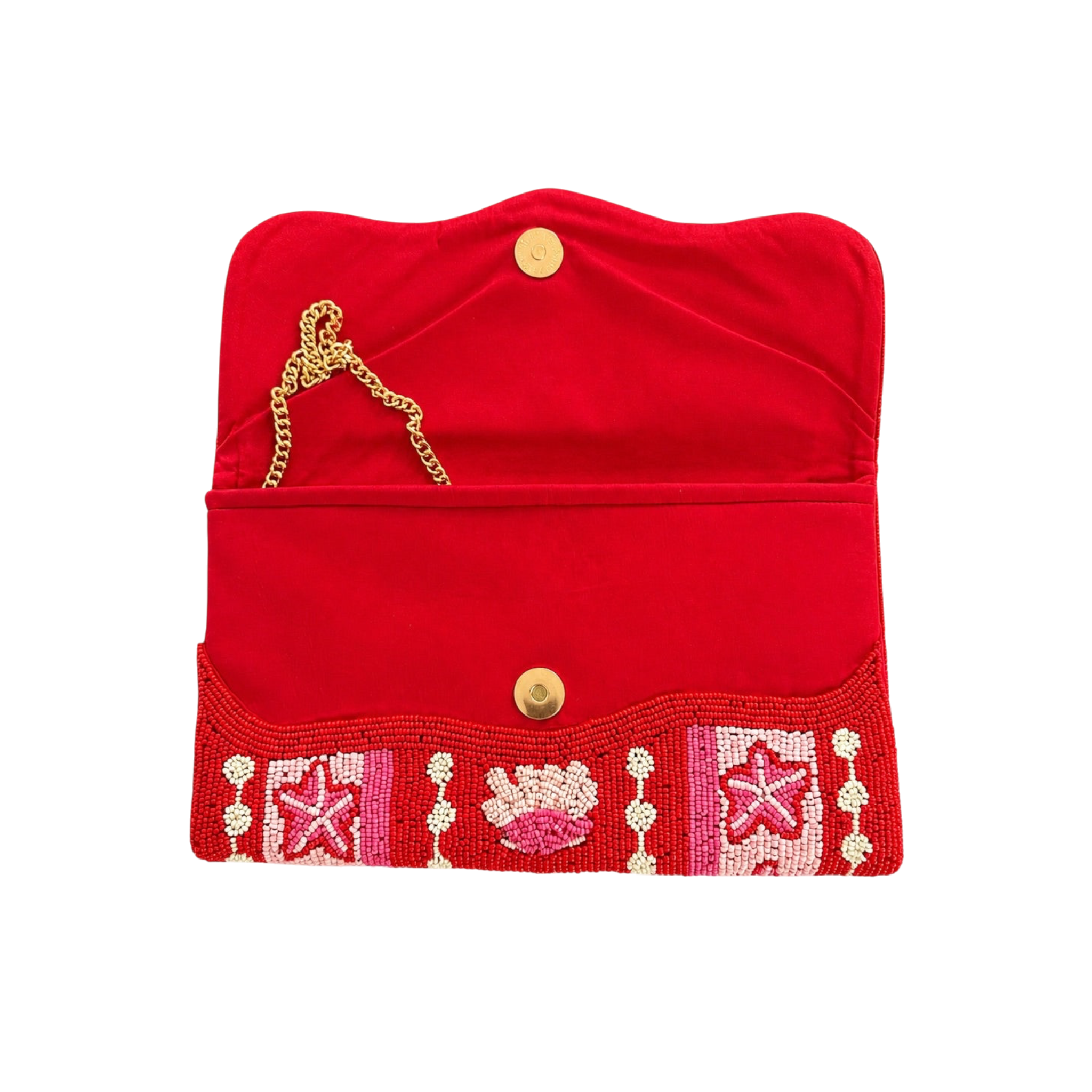 Coral Royale Embroidered Clutch