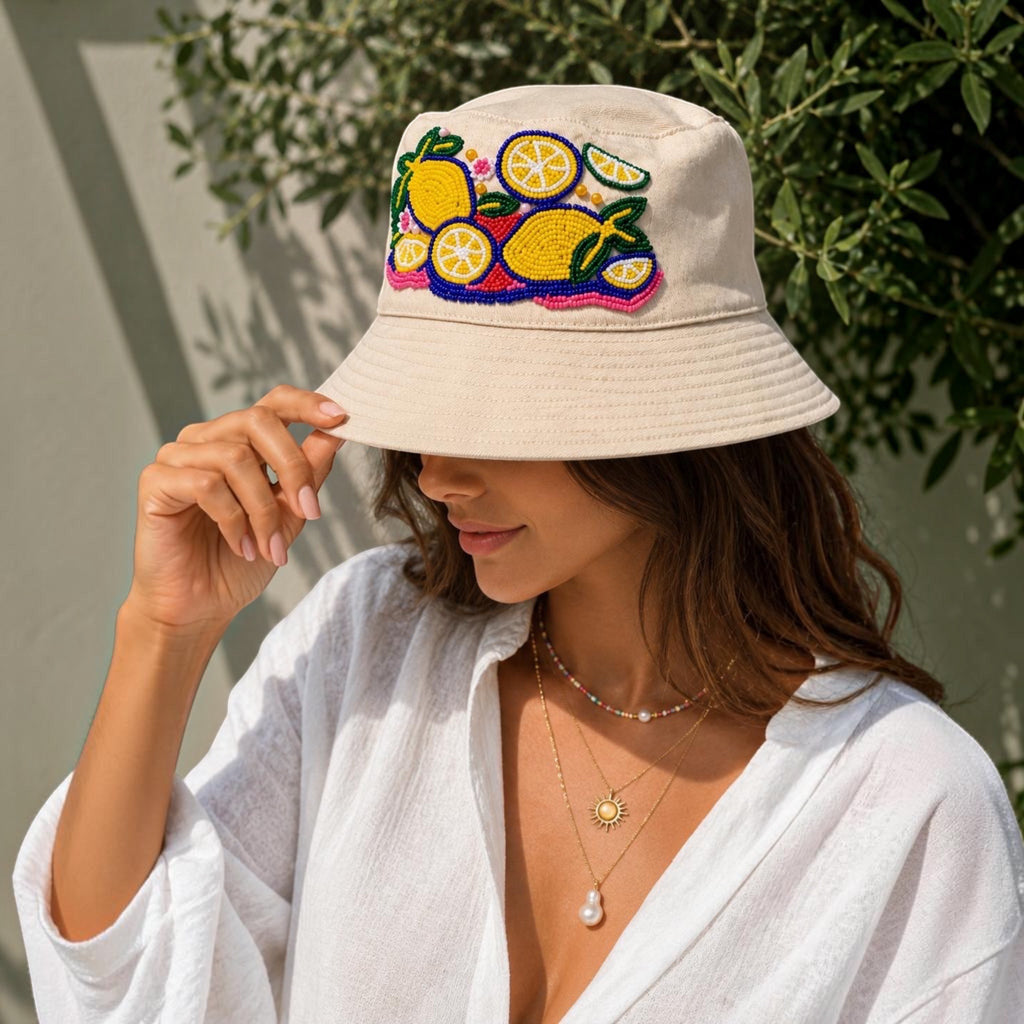 Capri Lemon Embroidered Hat – Image 2 | JOYCO