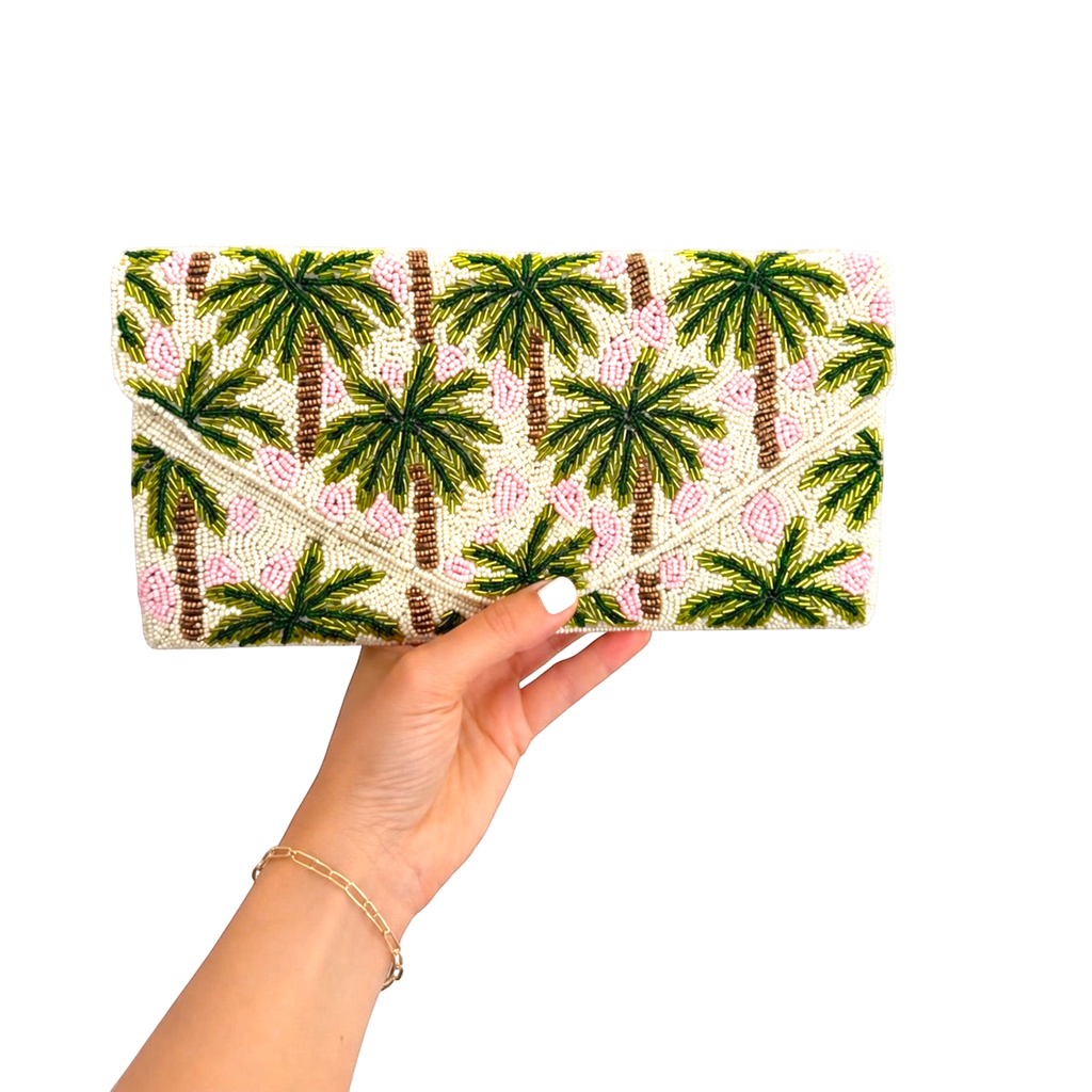 Palm Pearl Embroidered Clutch – Image 4 | JOYCO