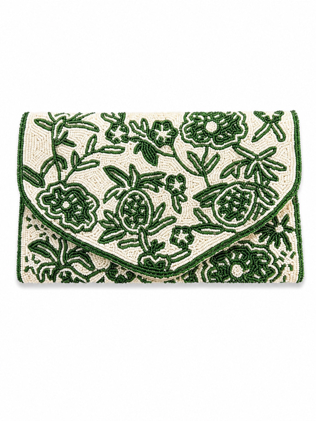 Emerald Green Embroidered Clutch