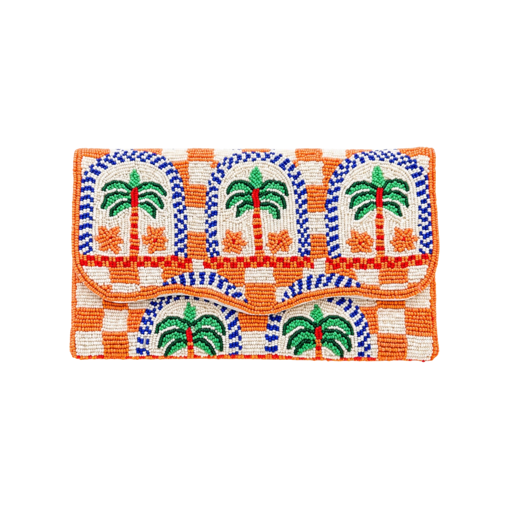 Palm Mirage Embroidered Clutch – Front View | JOYCO