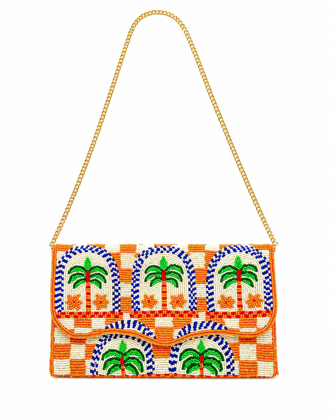 Palm Mirage Embroidered Clutch