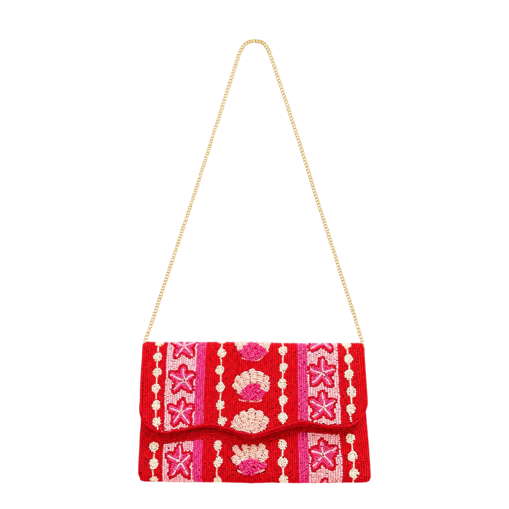 Coral Royale Embroidered Clutch