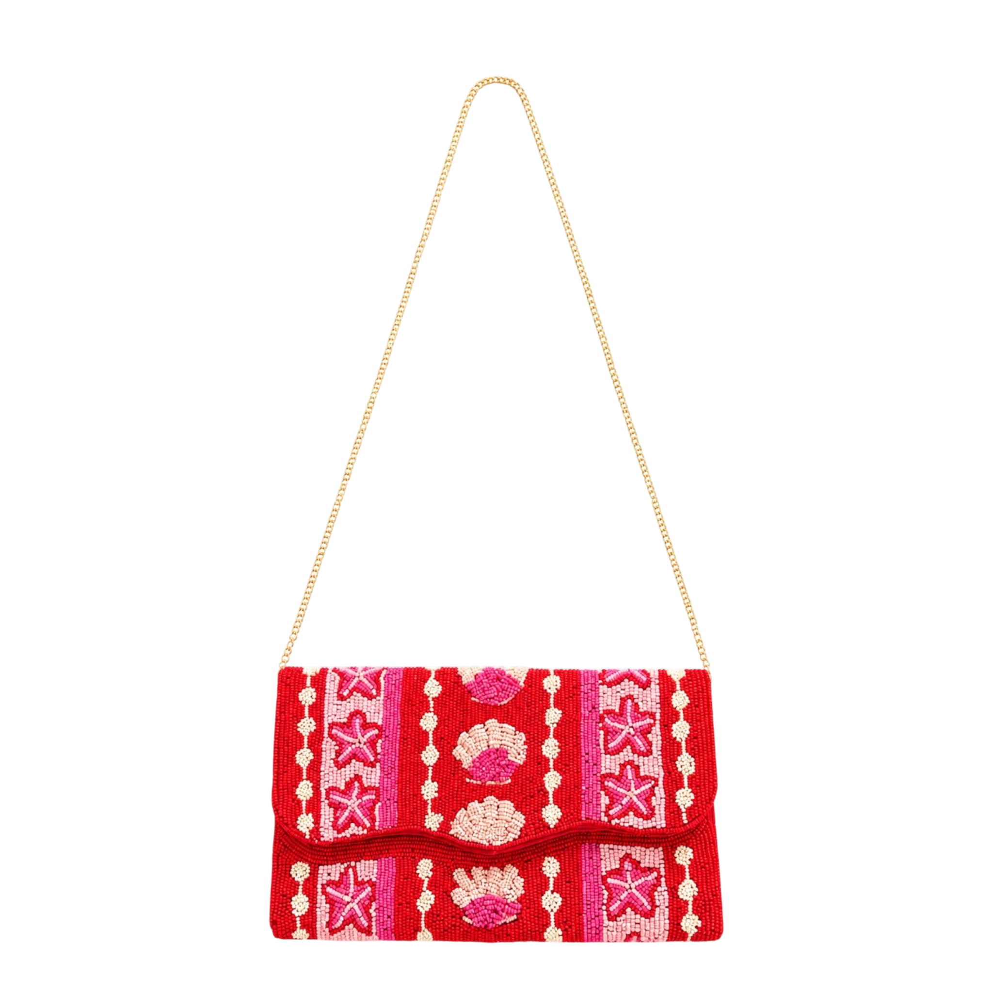 Coral Royale Embroidered Clutch