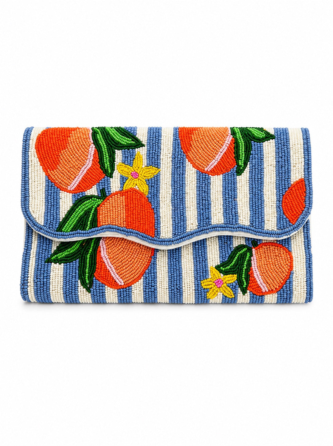 Peach Riviera Embroidered Clutch