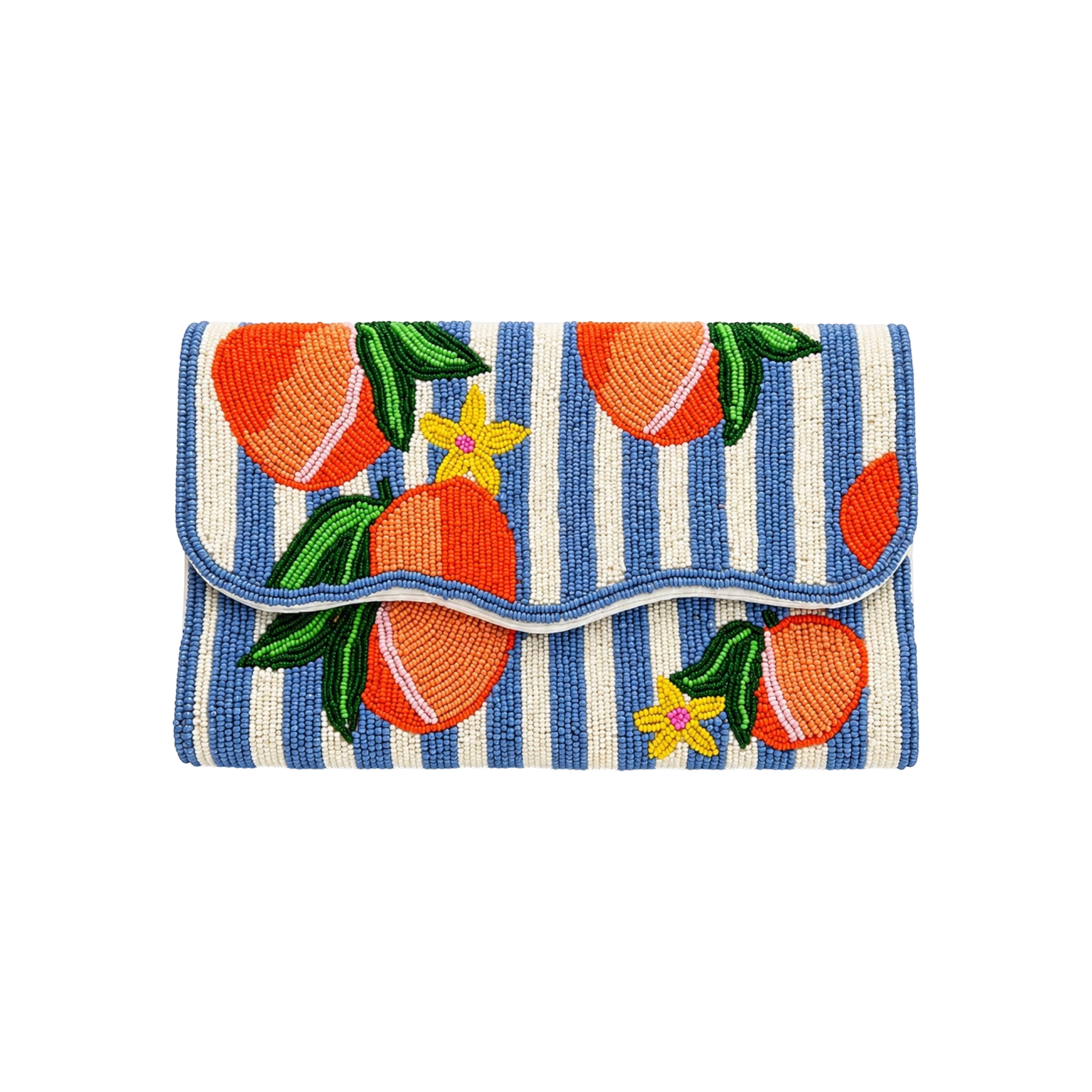 Peach Riviera Embroidered Clutch – Front View | JOYCO