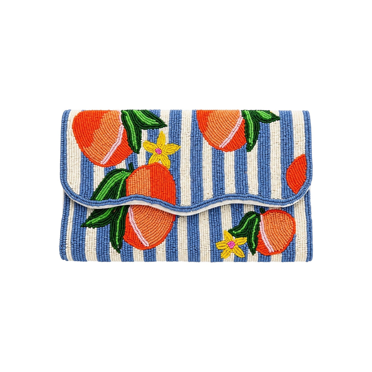 Peach Riviera Embroidered Clutch – Front View | JOYCO