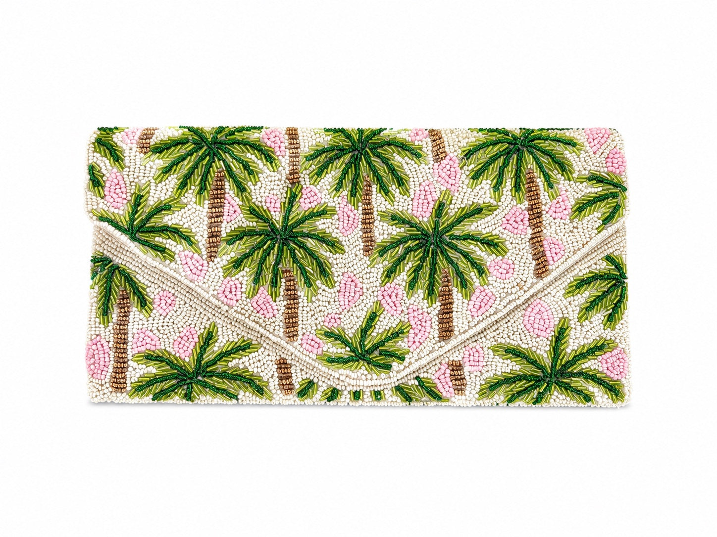 Palm Pearl Embroidered Clutch