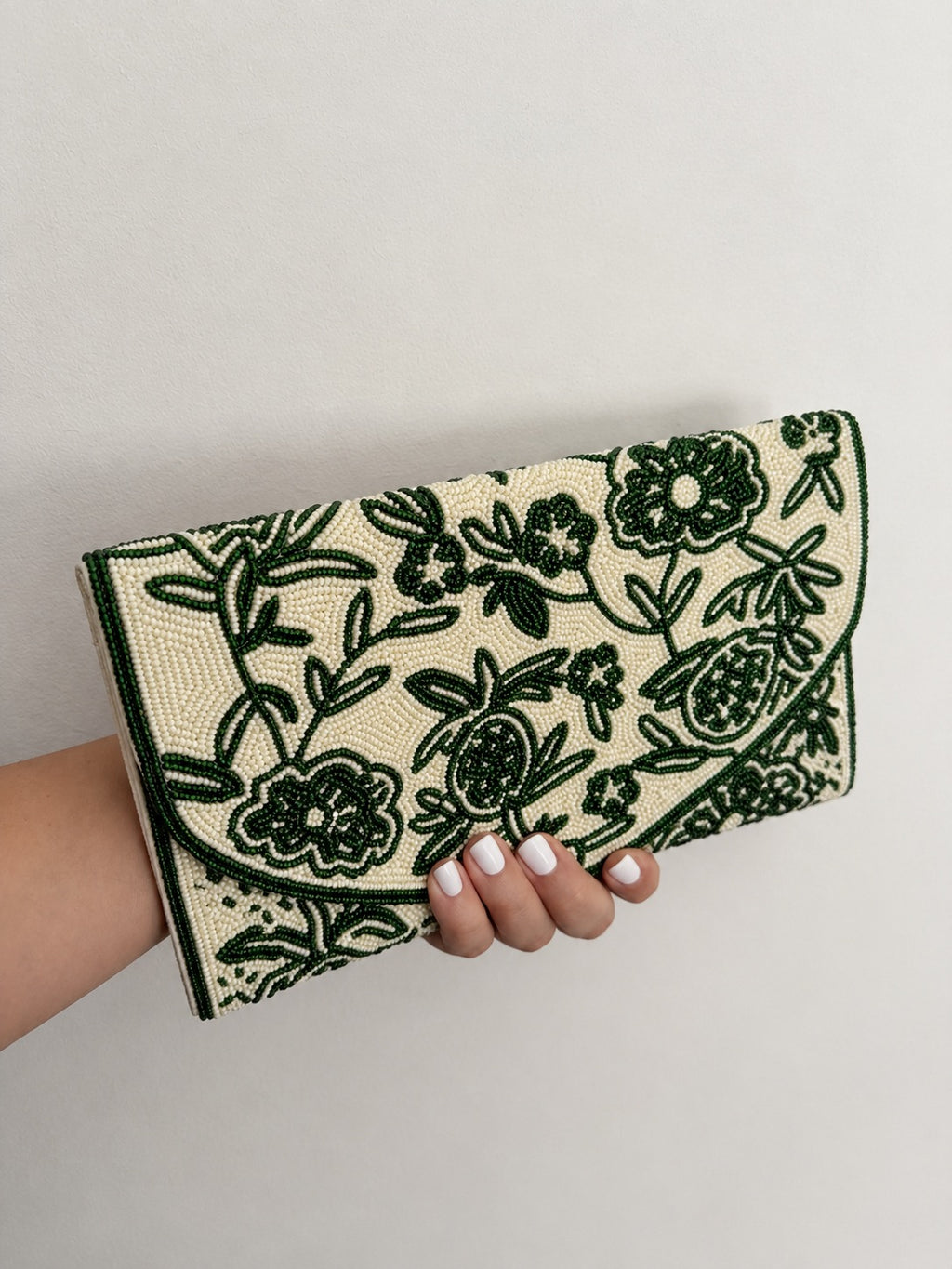 Emerald Green Embroidered Clutch