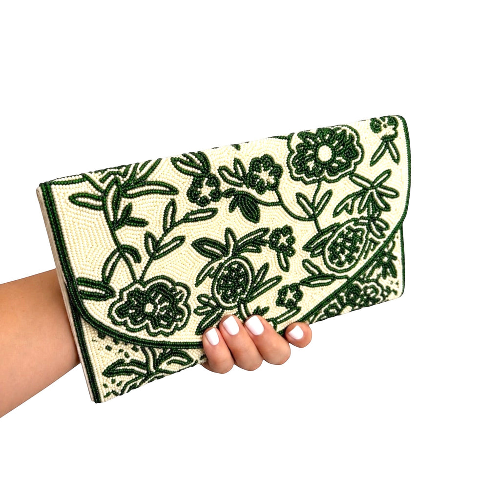 Emerald Green Embroidered Clutch – Image 4 | JOYCO