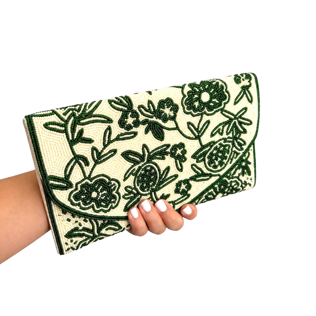 Emerald Green Embroidered Clutch – Image 4 | JOYCO