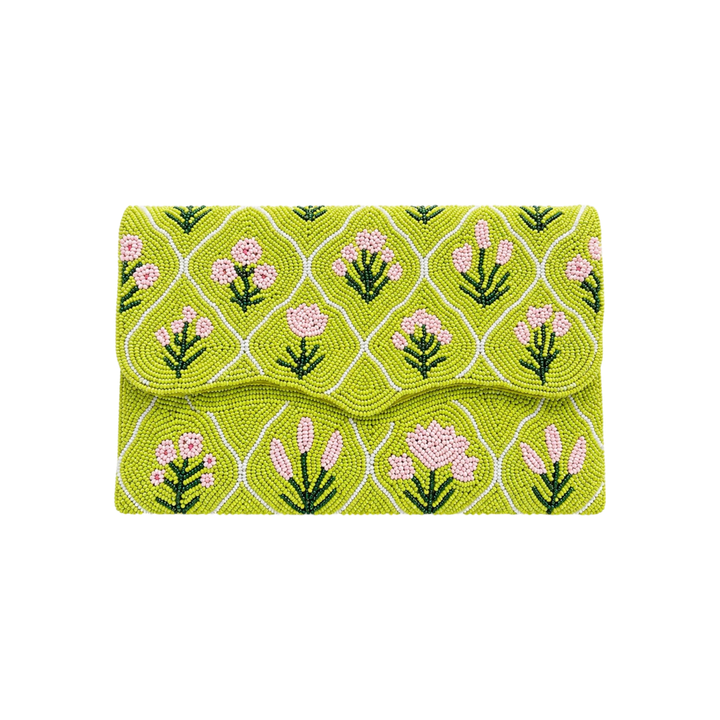 Verdant Muse Embroidered Clutch – Front View | JOYCO