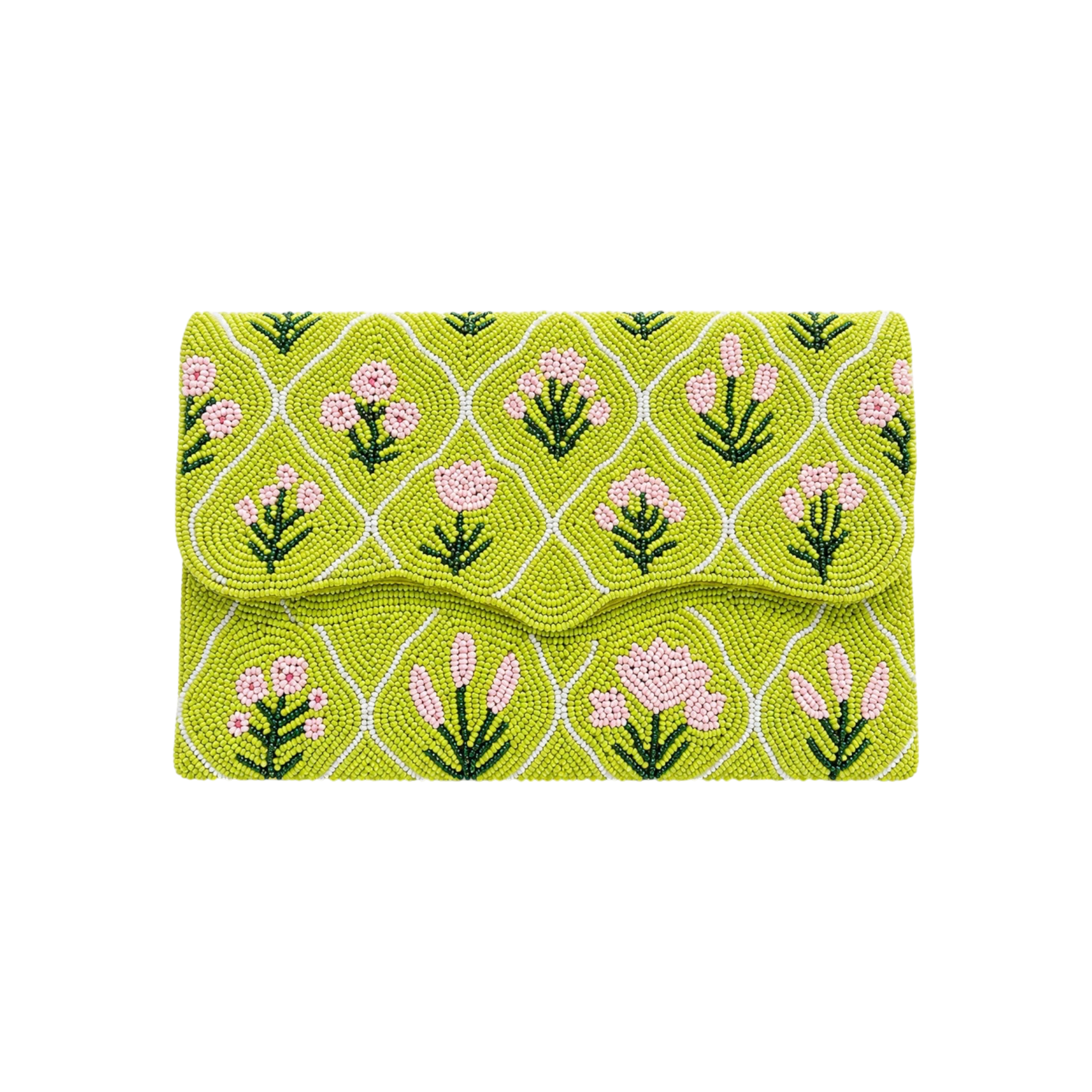 Verdant Muse Embroidered Clutch – Front View | JOYCO