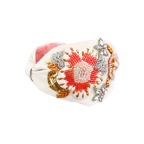 Arielle White Embroidered Women Headband – Image 2 | JOYCO
