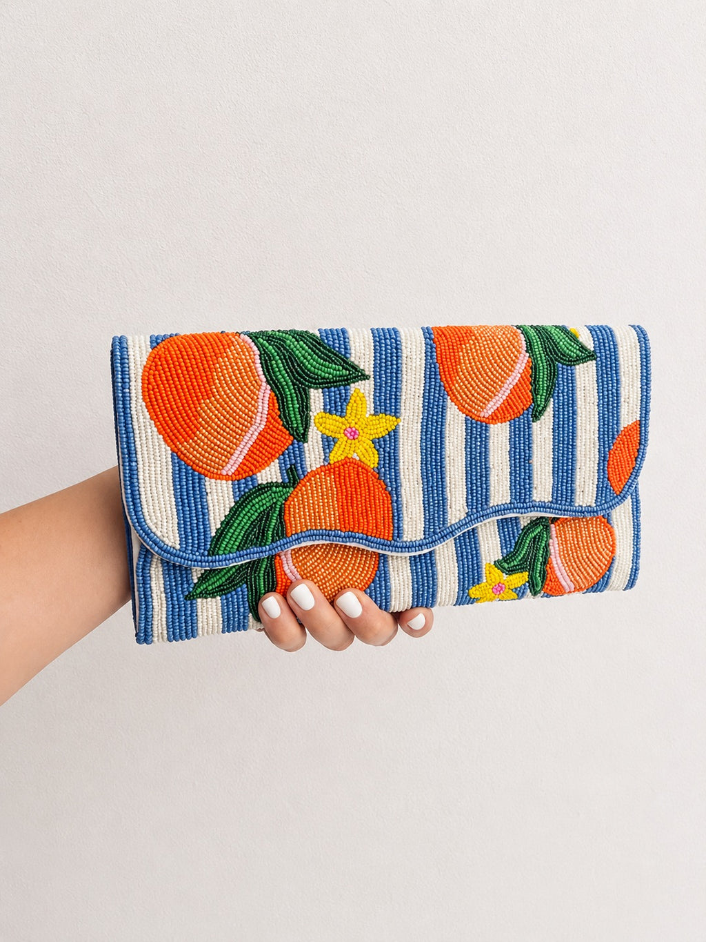 Peach Riviera Embroidered Clutch