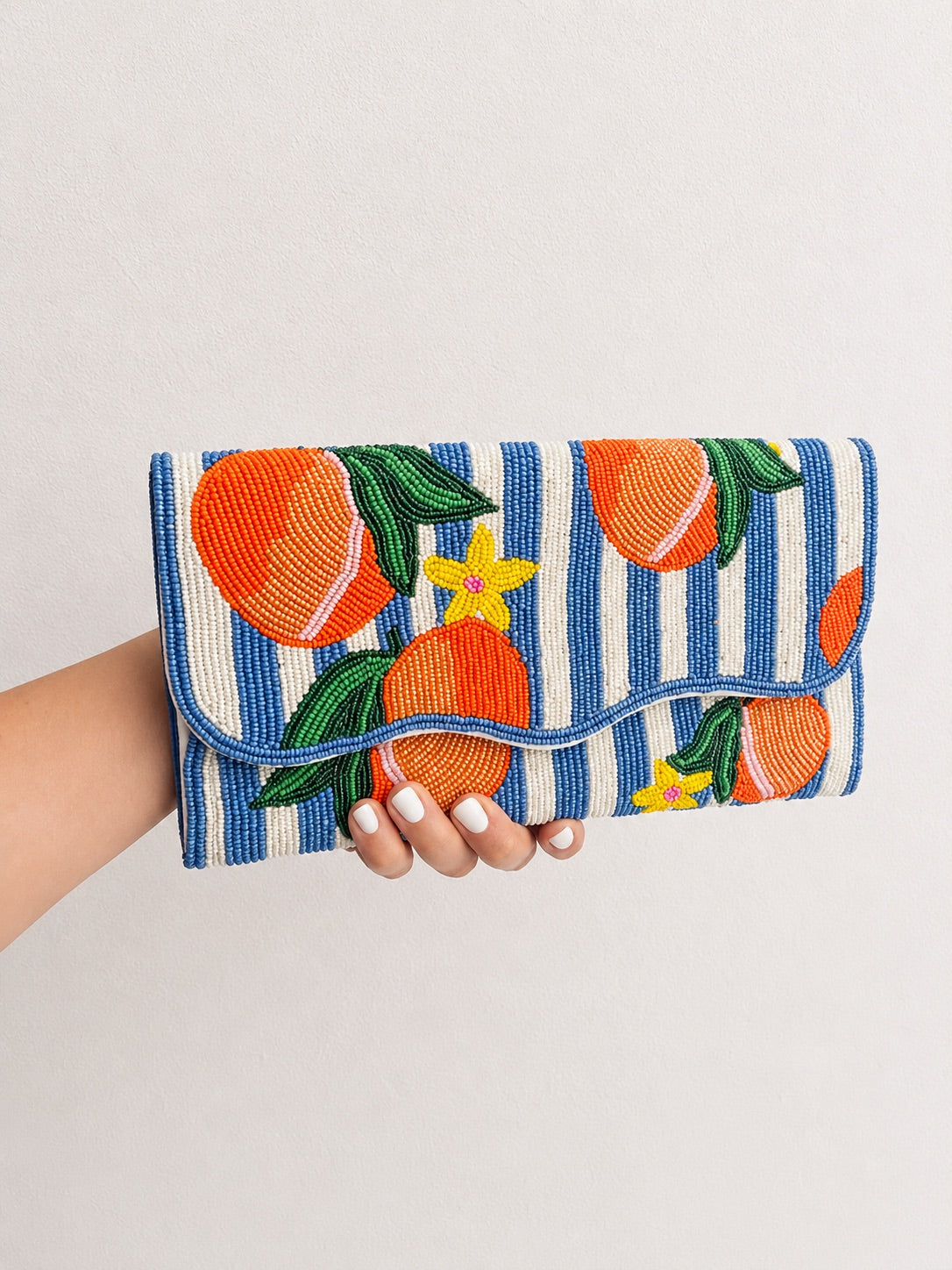 Peach Riviera Embroidered Clutch