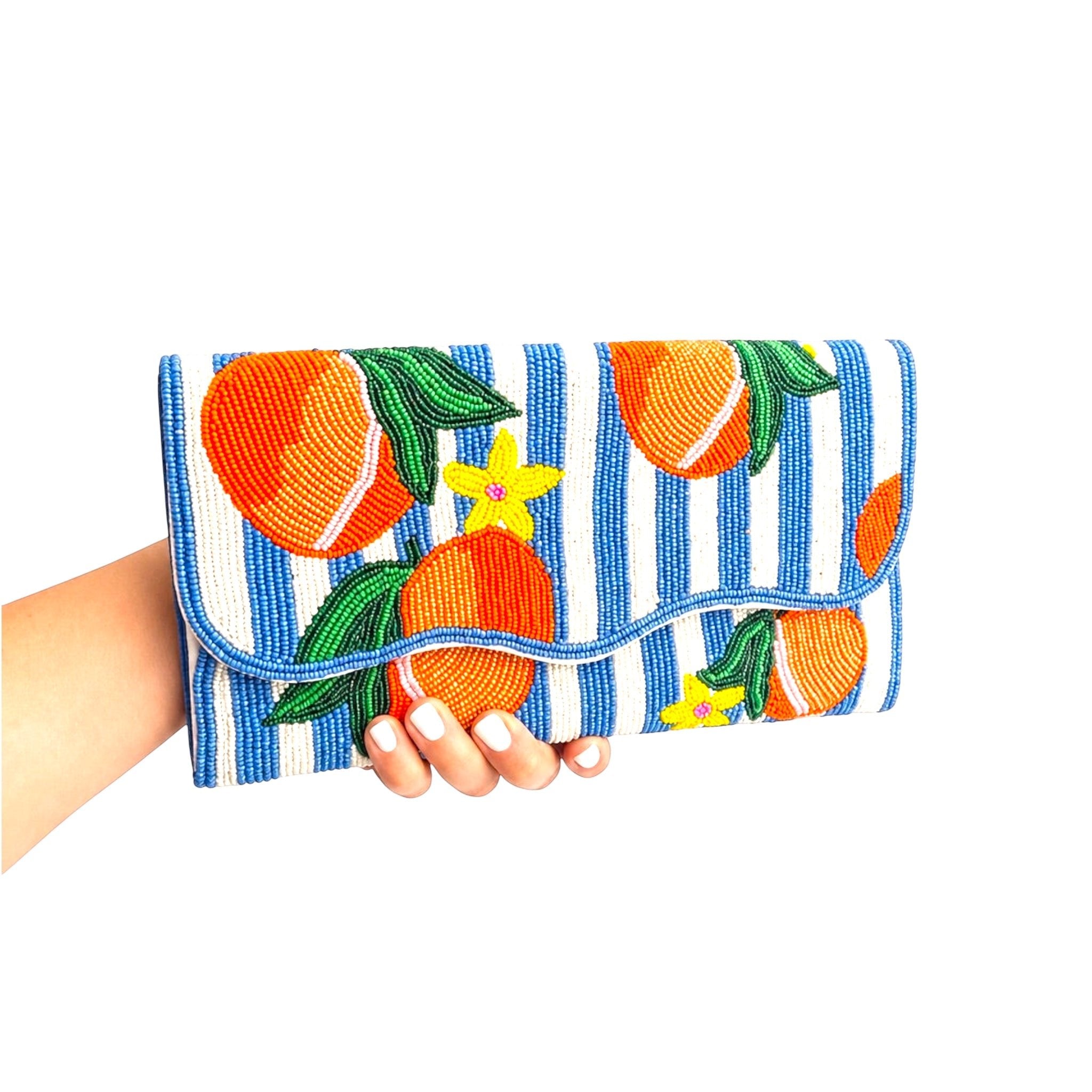 Peach Riviera Embroidered Clutch – Image 4 | JOYCO