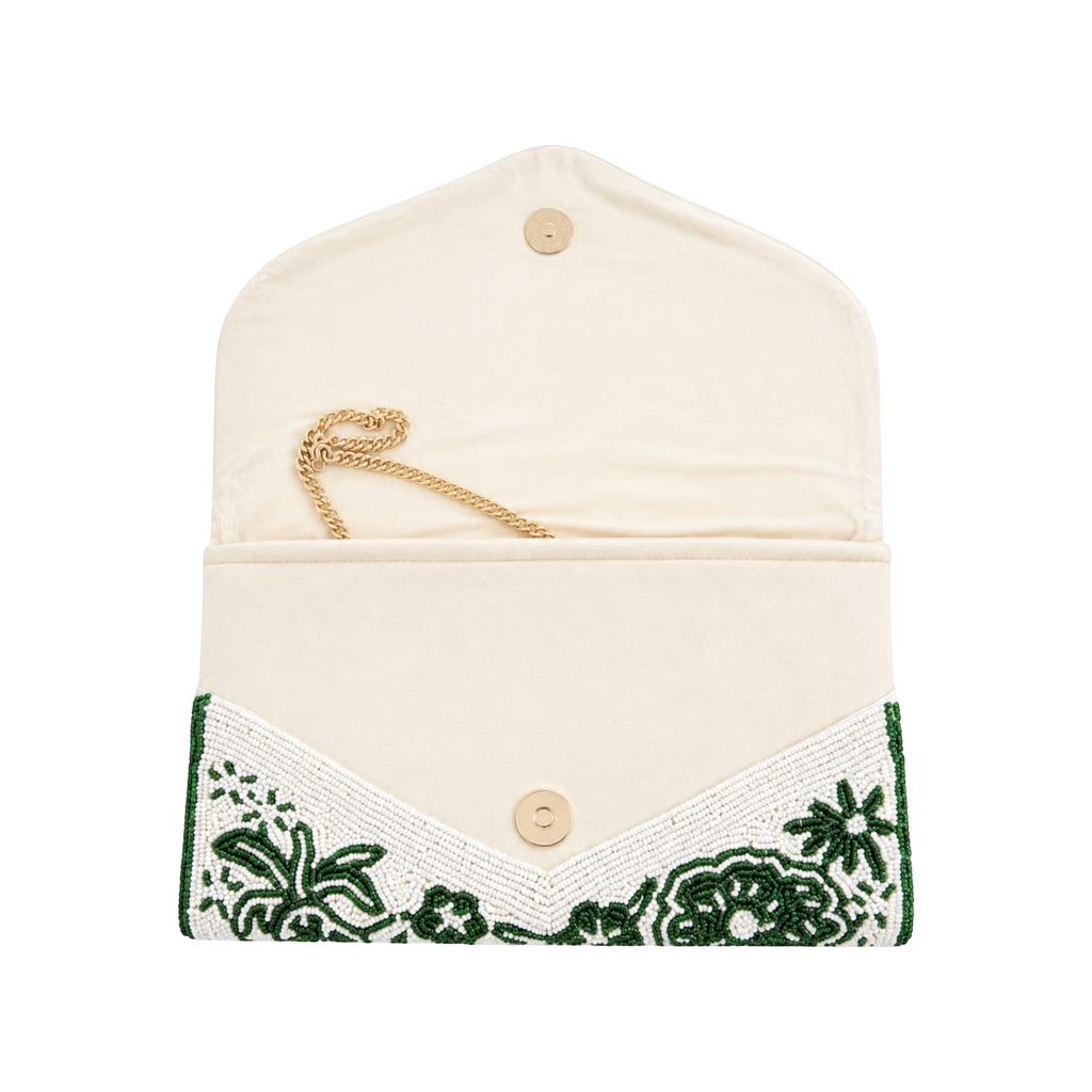 Emerald Green Embroidered Clutch – Image 3 | JOYCO
