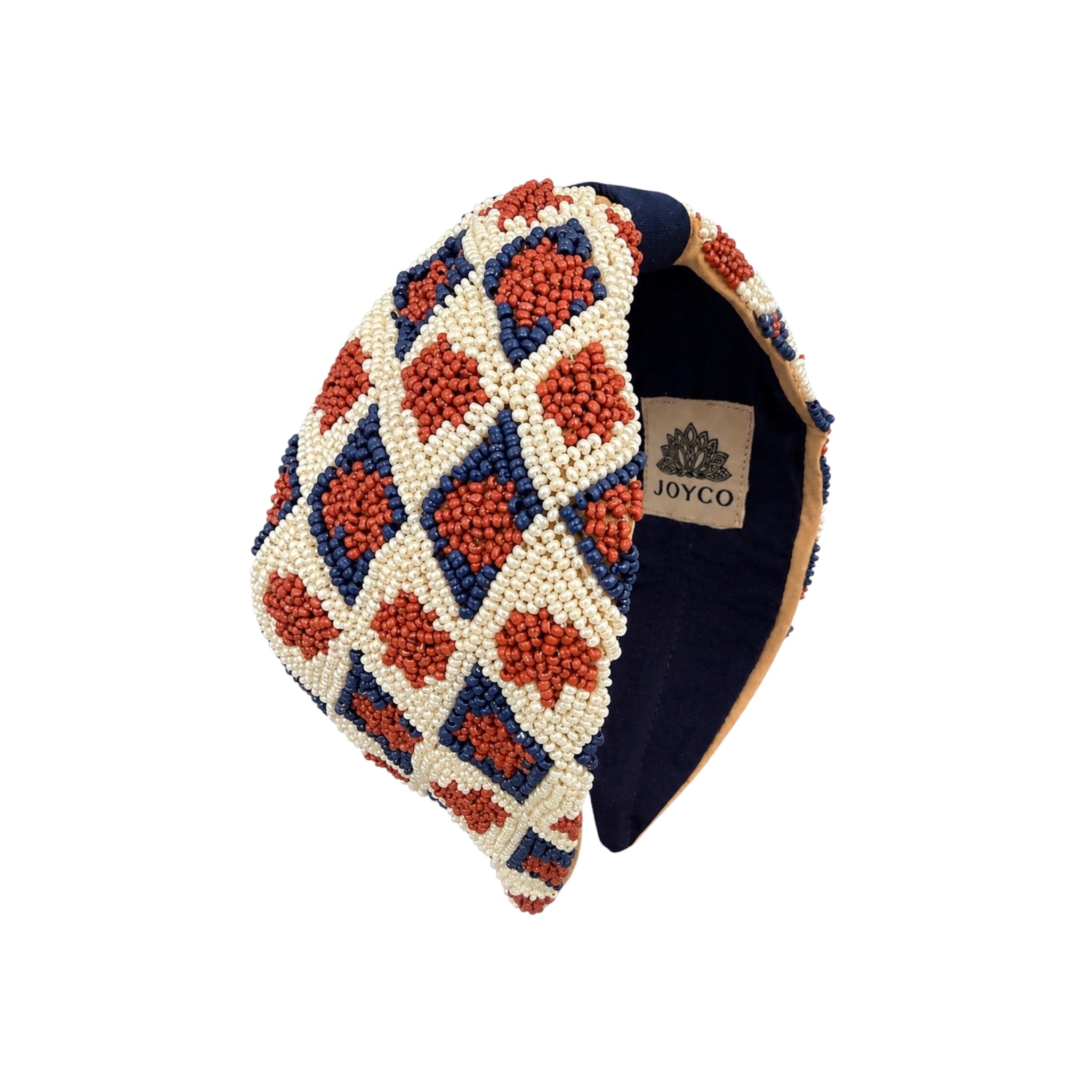 Golden Azure Embroidered Women Headband – Front View | JOYCO