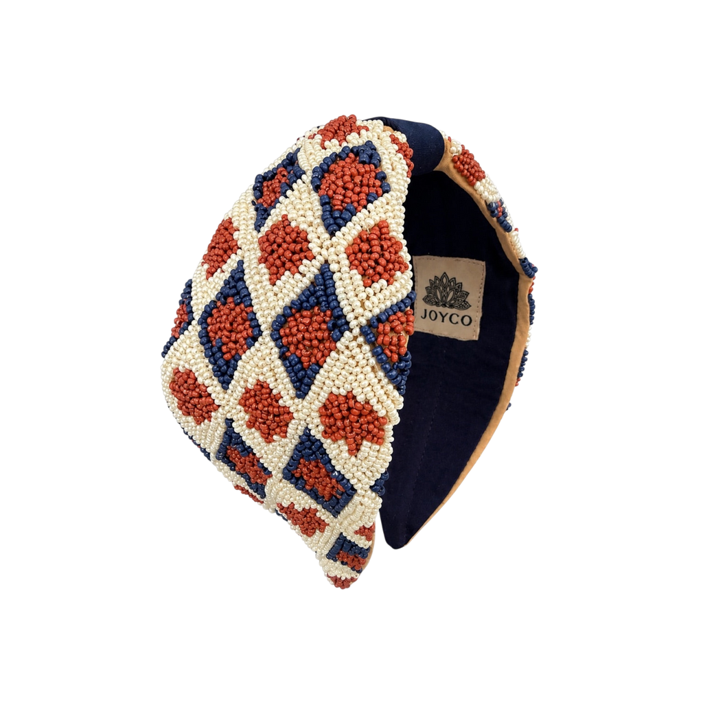 Golden Azure Embroidered Women Headband – Front View | JOYCO