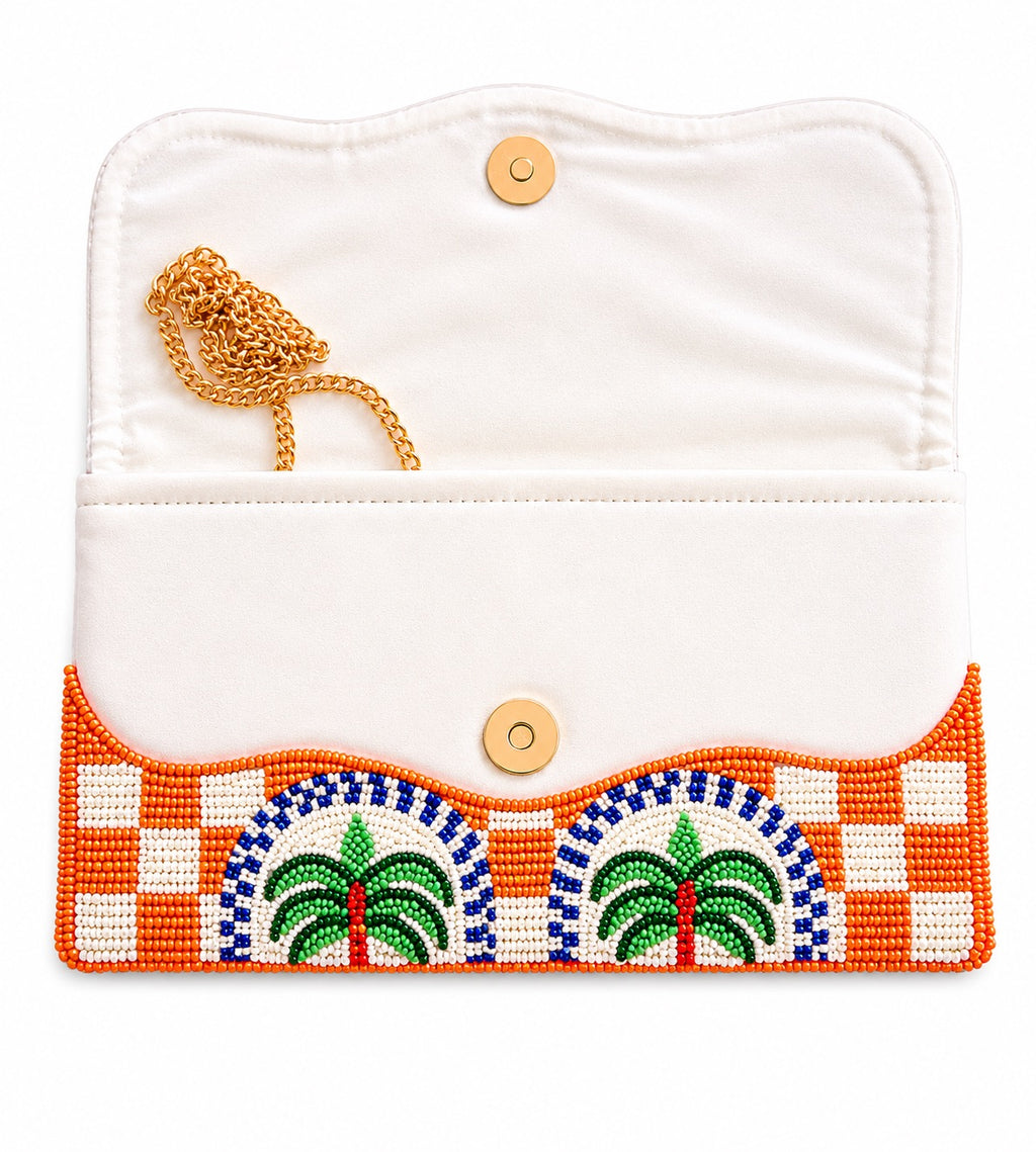 Palm Mirage Embroidered Clutch