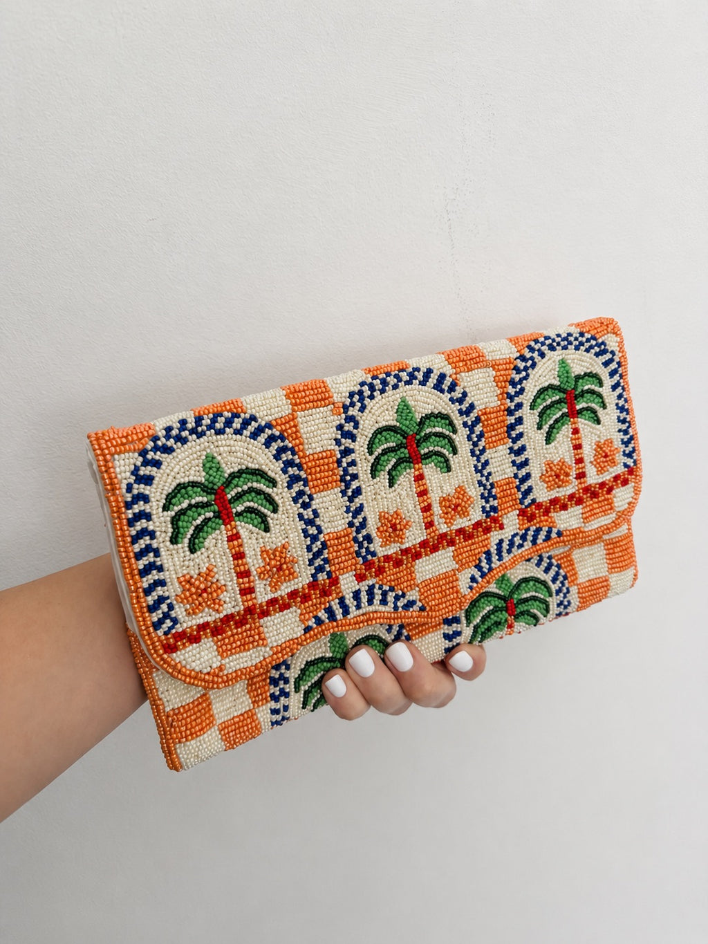 Palm Mirage Embroidered Clutch