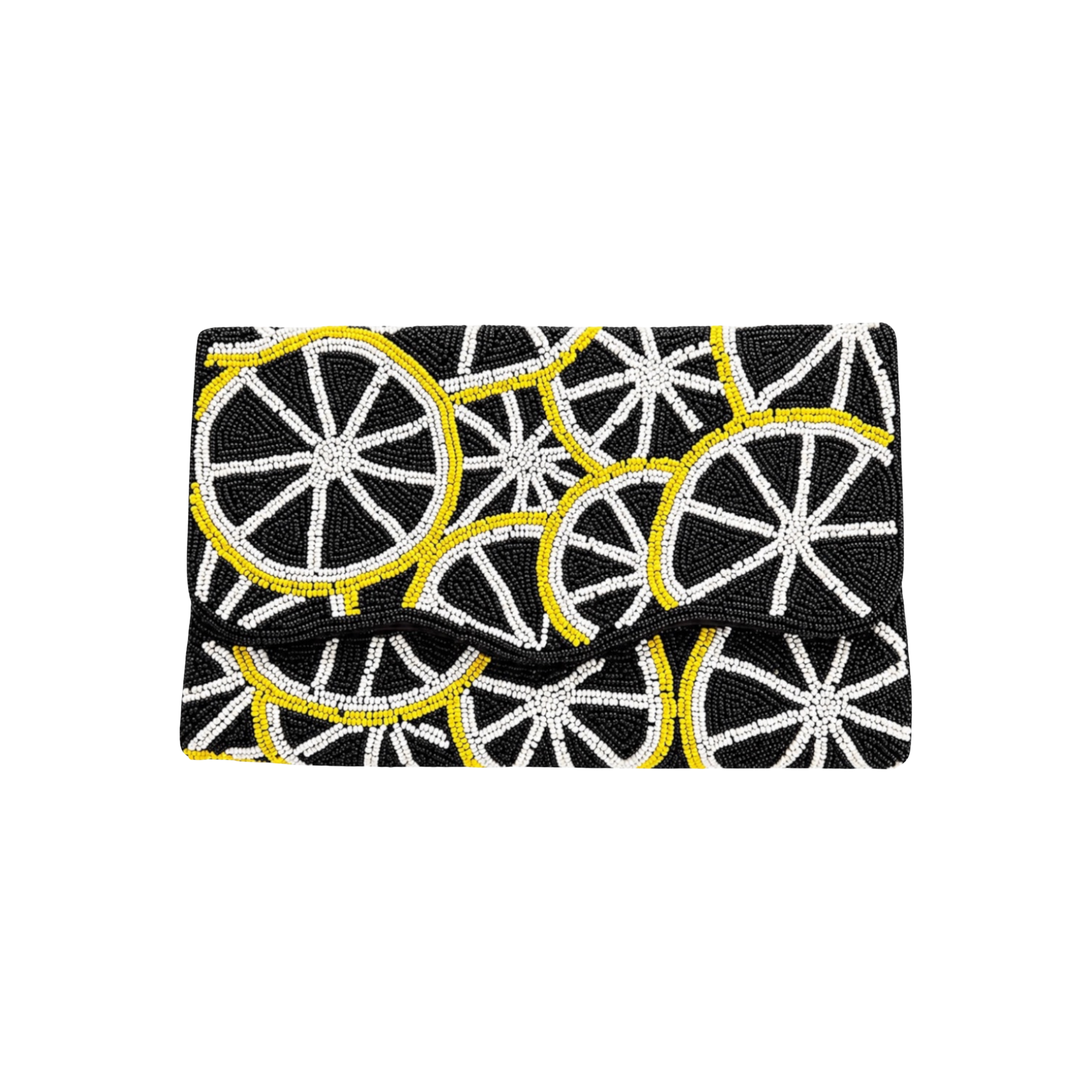 Lemon Dolce Embroidered Clutch – Front View | JOYCO