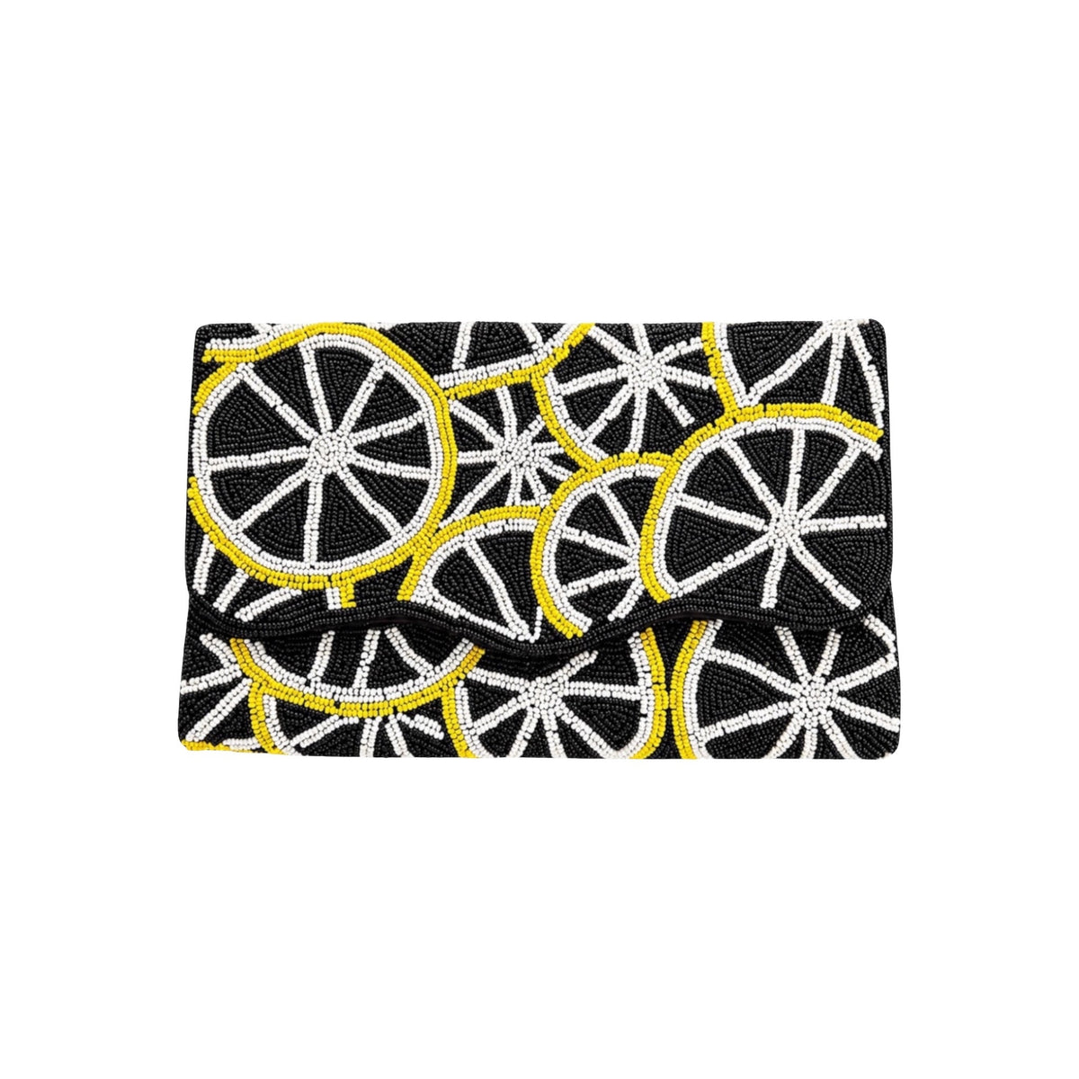 Lemon Dolce Embroidered Clutch – Front View | JOYCO