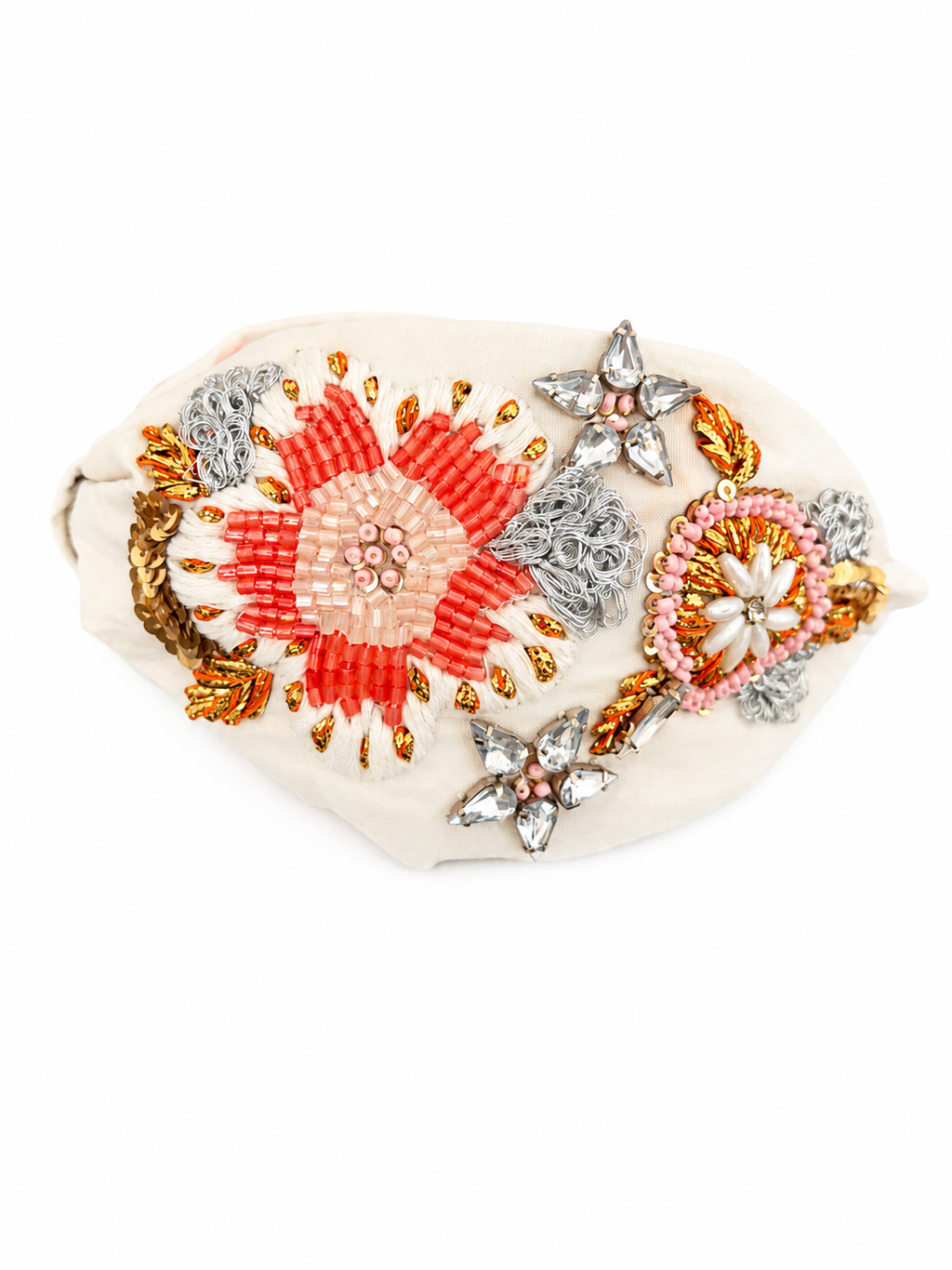 Arielle White Embroidered Women Headband