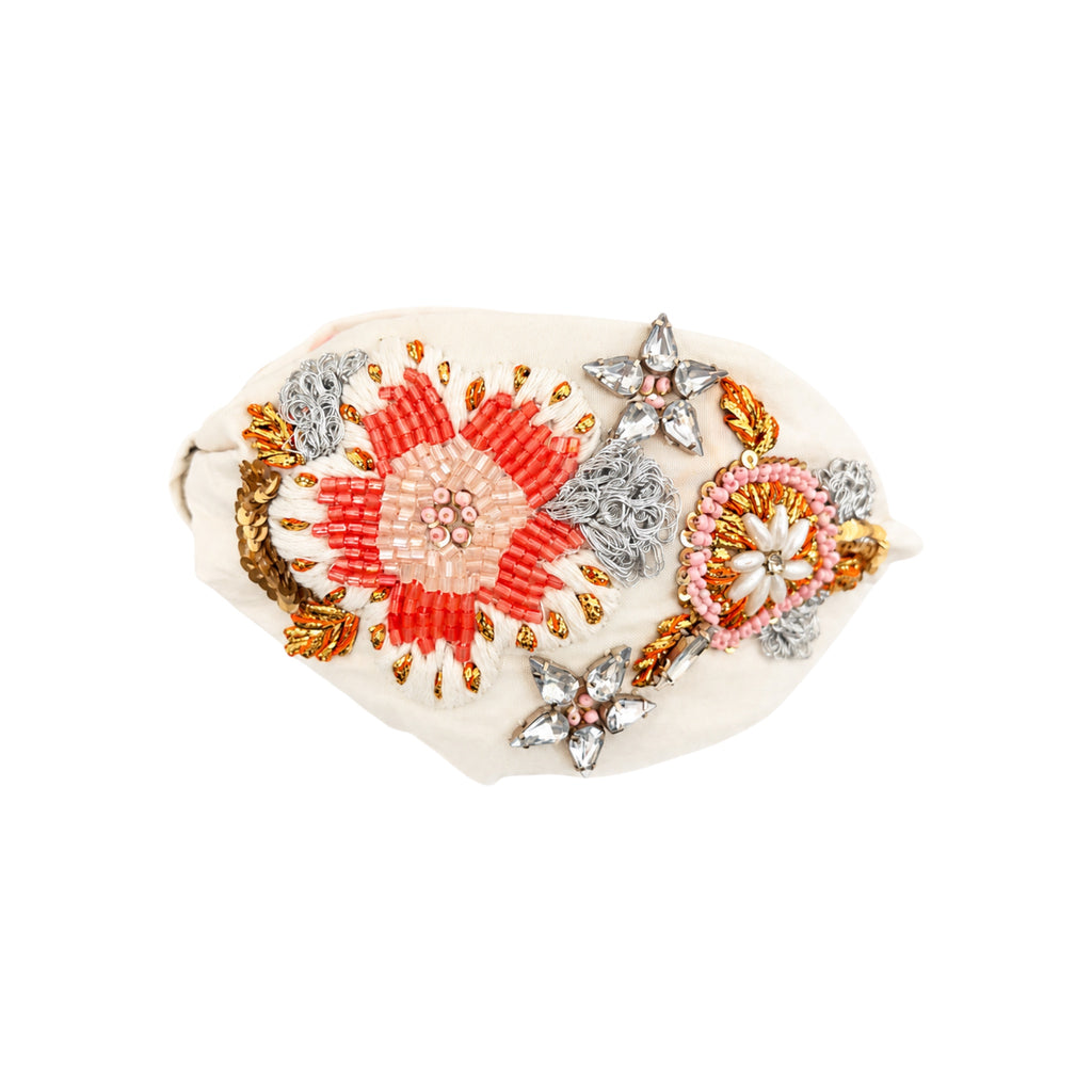 Arielle White Embroidered Women Headband – Image 3 | JOYCO