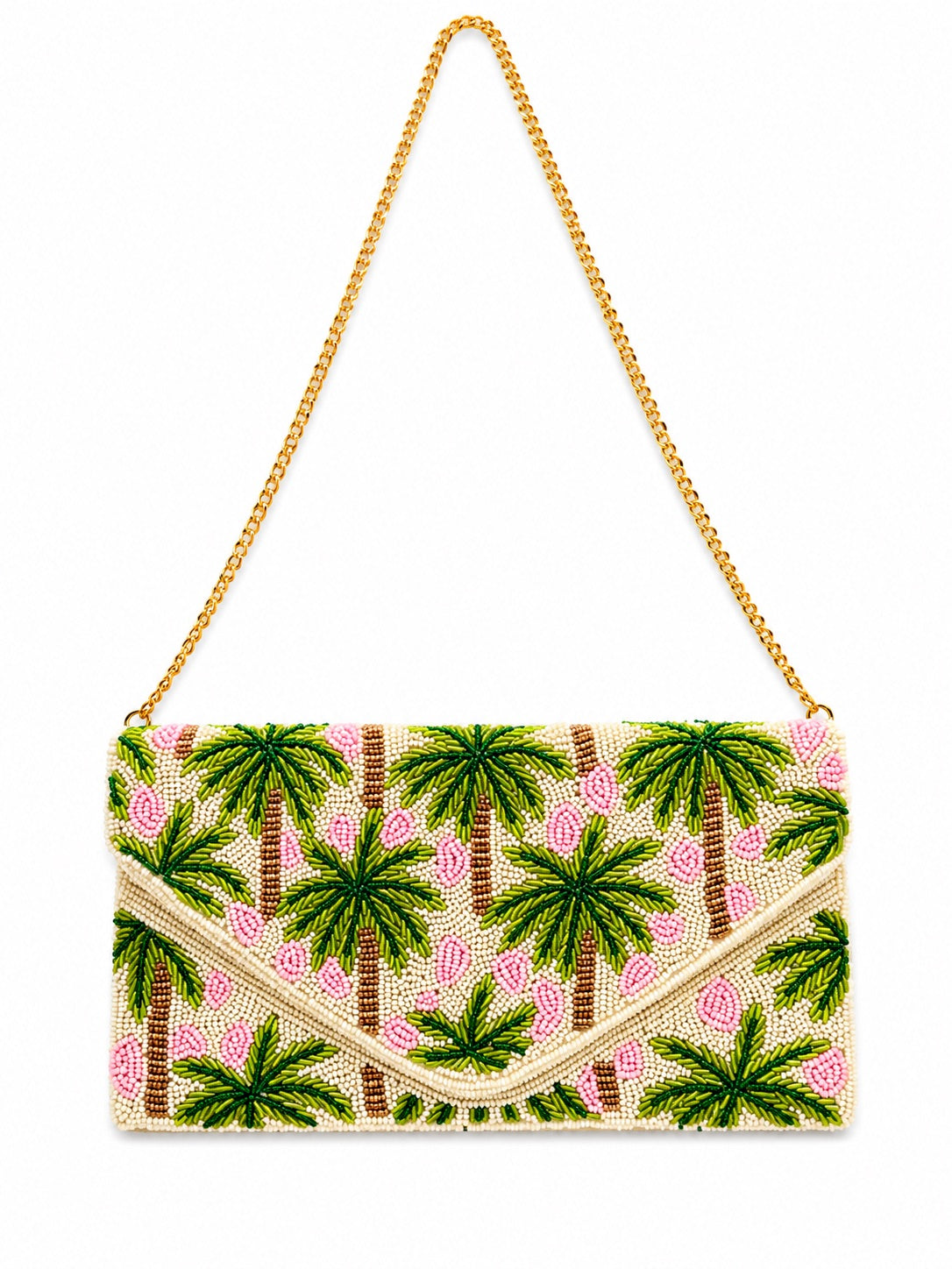 Palm Pearl Embroidered Clutch