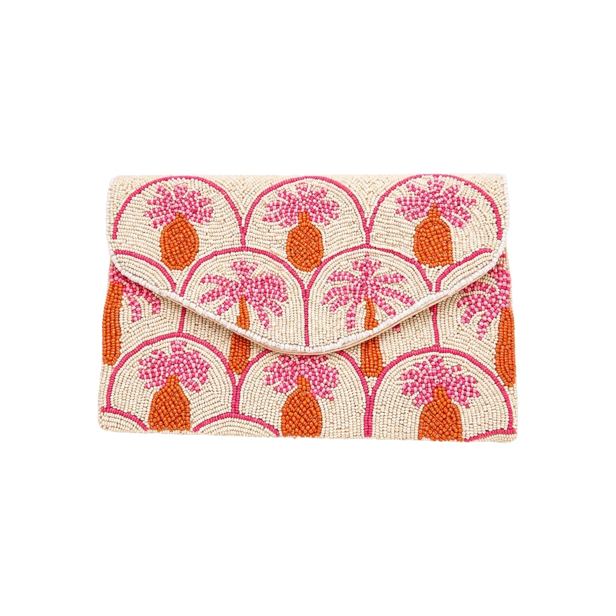 Palm Candy Embroidered Clutch – Front View | JOYCO