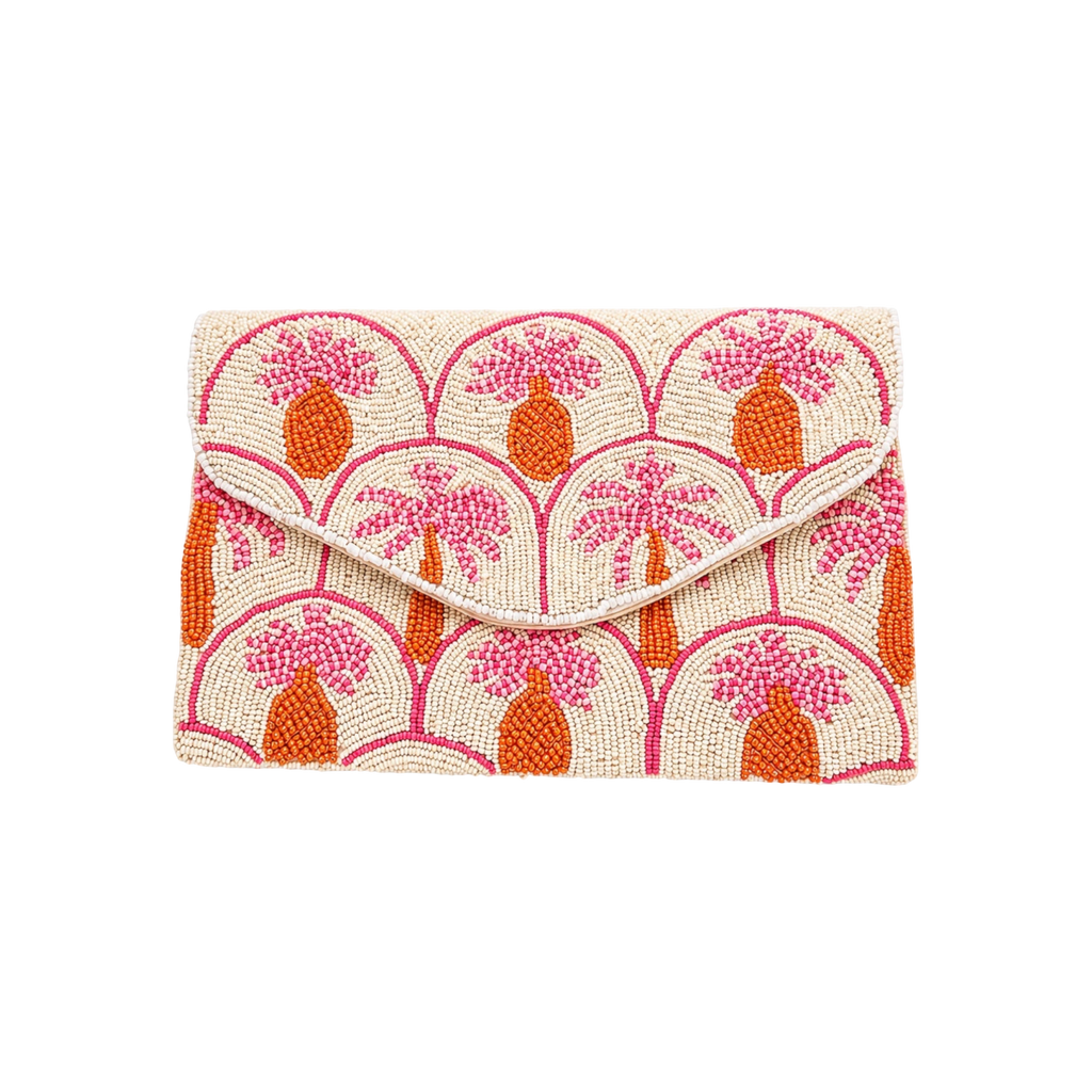Palm Candy Embroidered Clutch – Front View | JOYCO