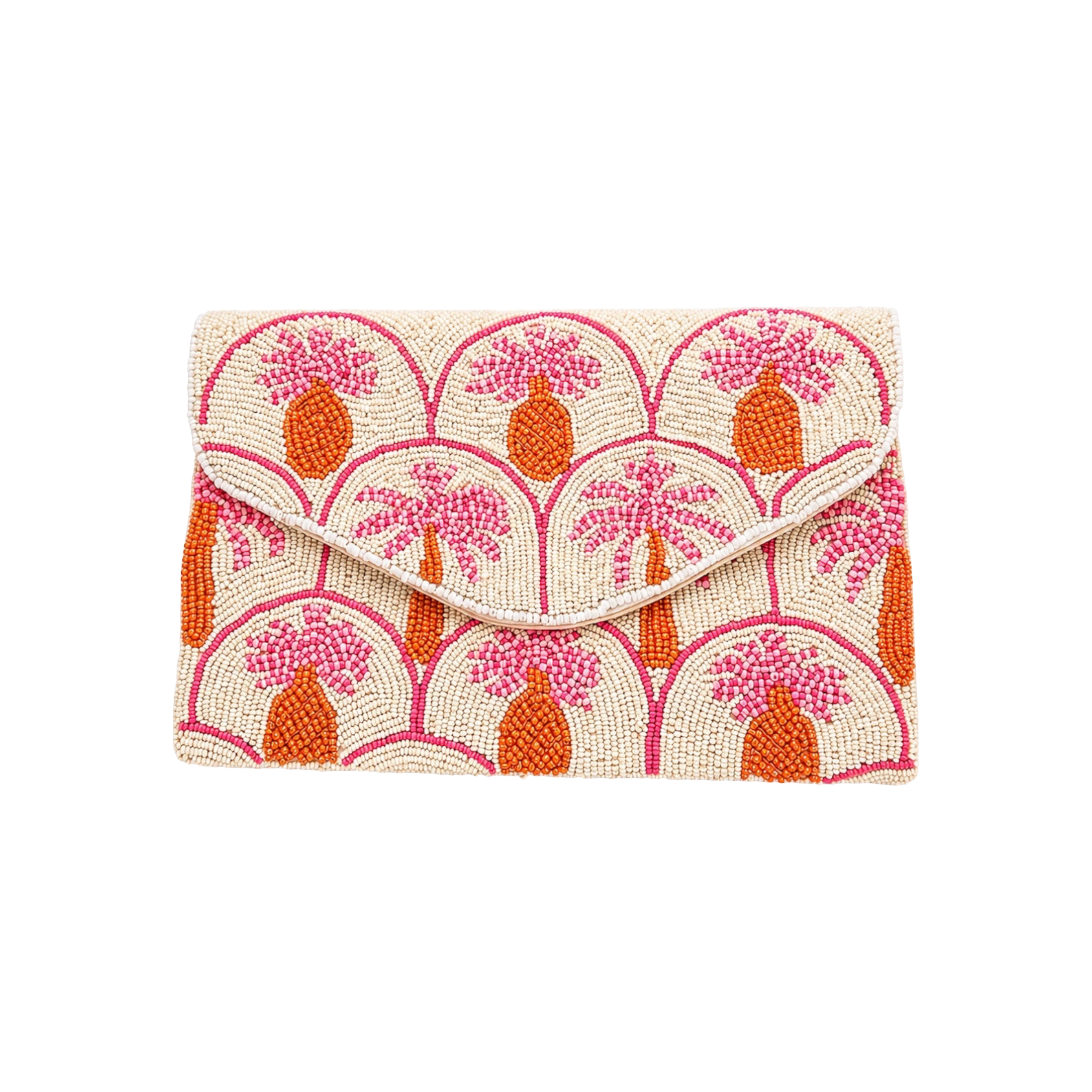 Palm Candy Embroidered Clutch – Front View | JOYCO